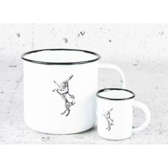 Mad March Hare Irish Poitin 2 Piece Enamel Cup and Shot Glass Set - Picture 2 of 4
